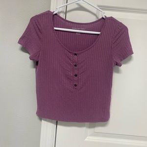 American eagle cropped purple shirt